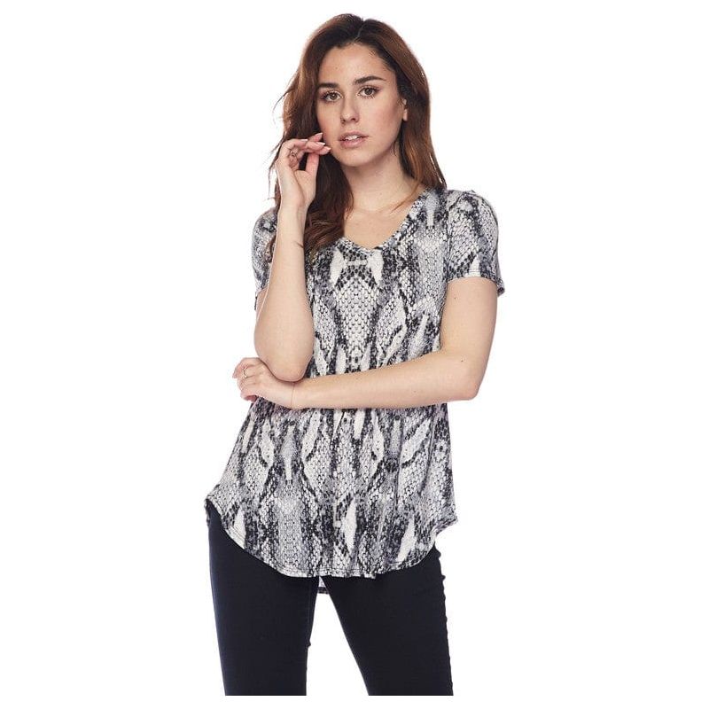 Round Hem Snake Print Tunic Top