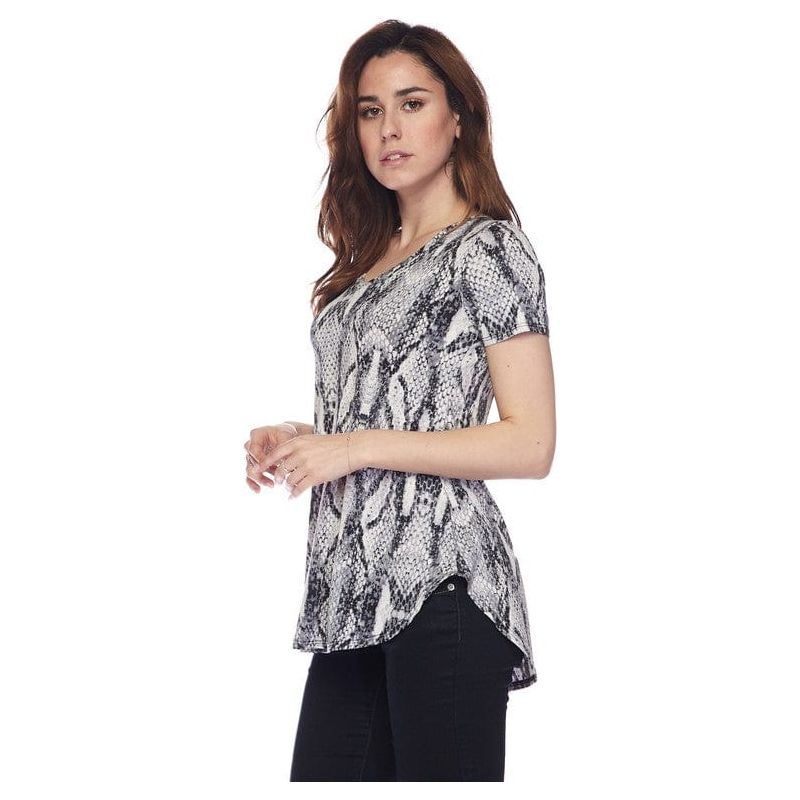 Round Hem Snake Print Tunic Top