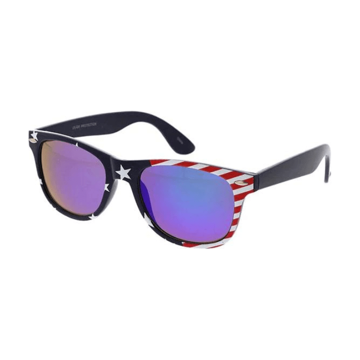 USA Flag Print and Color Mirror Lens Sunglasses