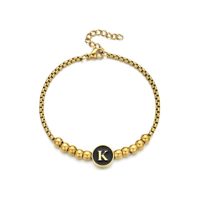Black Enamel Initial Pisa Bracelet