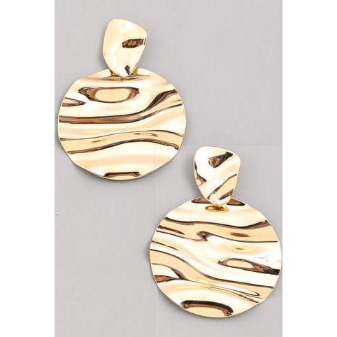 Wrinkled disc drop earrings