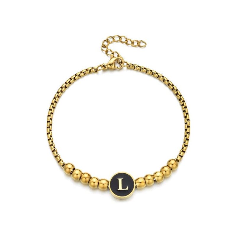 Black Enamel Initial Pisa Bracelet
