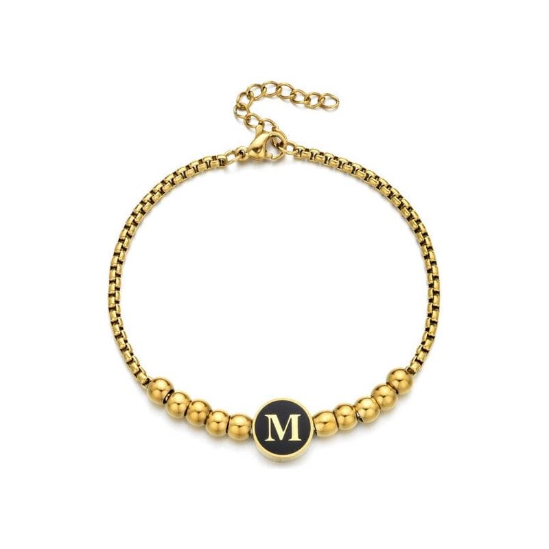 Black Enamel Initial Pisa Bracelet