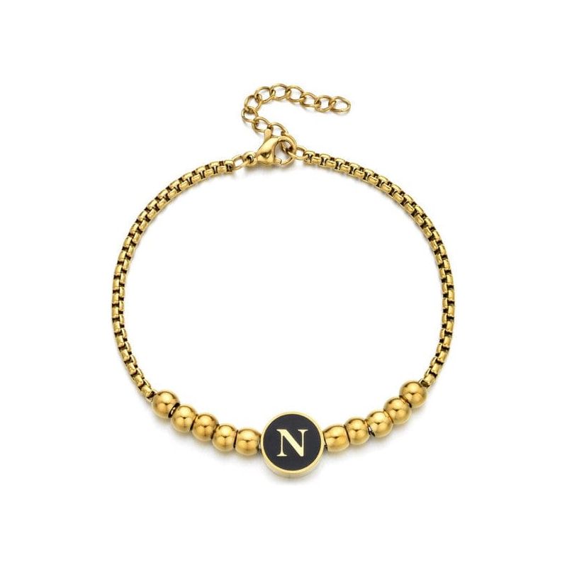 Black Enamel Initial Pisa Bracelet