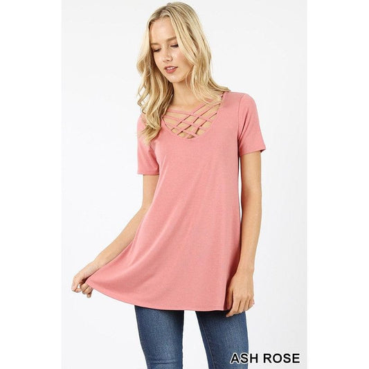 PREMIUM FABRIC SHORT SLEEVE TRIPLE LATTICE TOP REGULAR SIZE