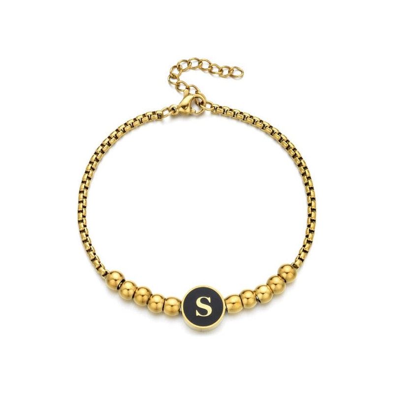 Black Enamel Initial Pisa Bracelet