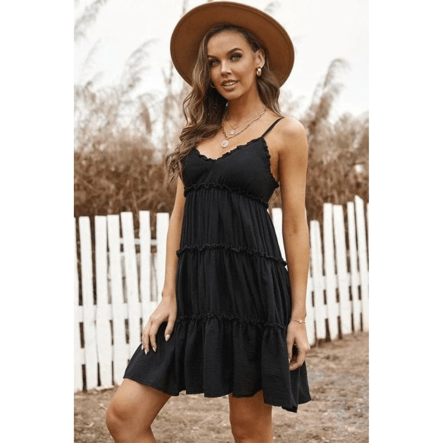 Spaghetti straps ruched ruffled mini dress
