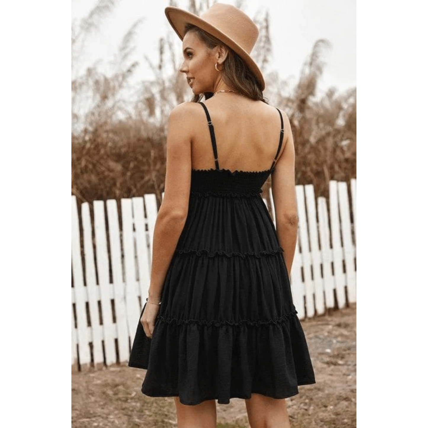 Spaghetti straps ruched ruffled mini dress
