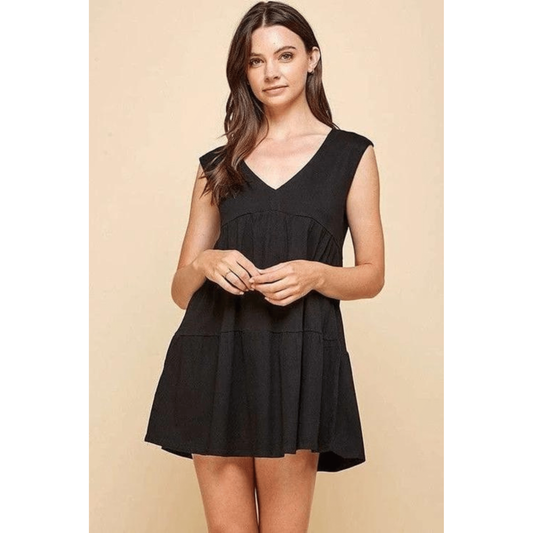V-neck line skimmer tier dress
