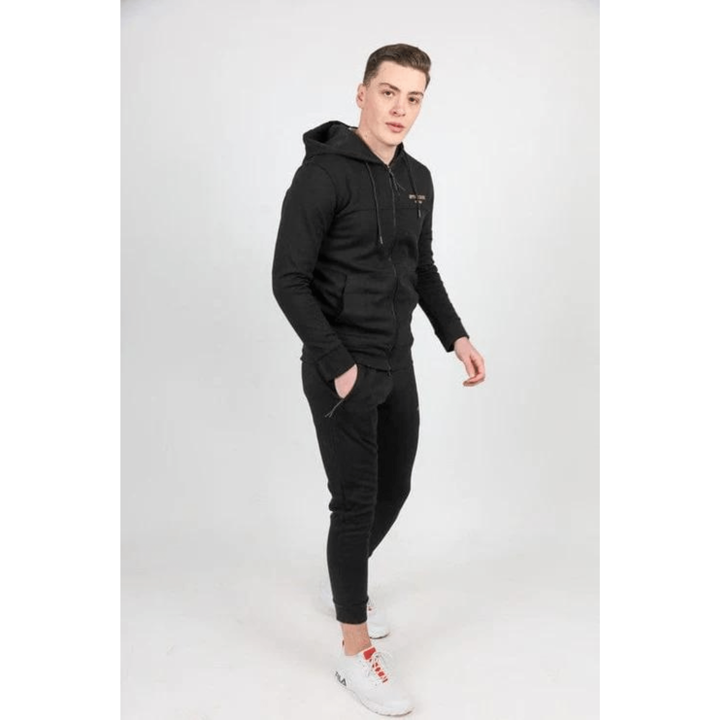 Men sweatpants sweatshirts 2 pieces outfit black