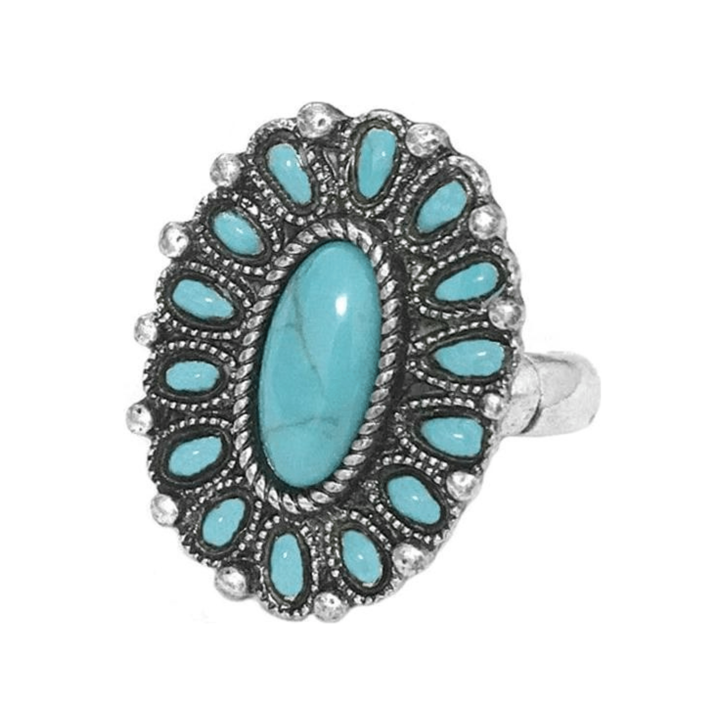 Western Concho Flower Gemstone Epoxy Ring