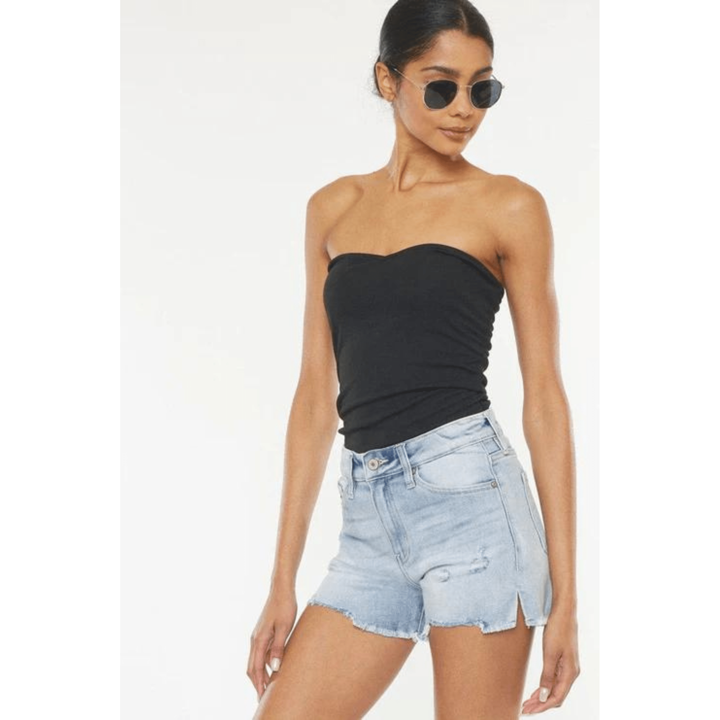 High rise denim shorts jeans