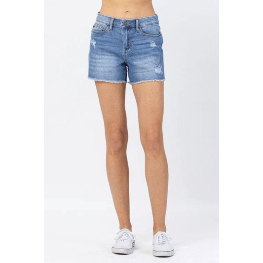 Hi waist distressed shorts