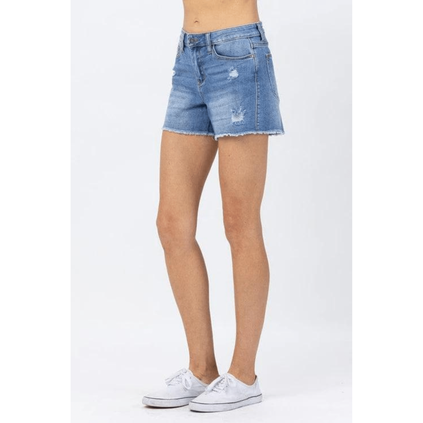 Hi waist distressed shorts