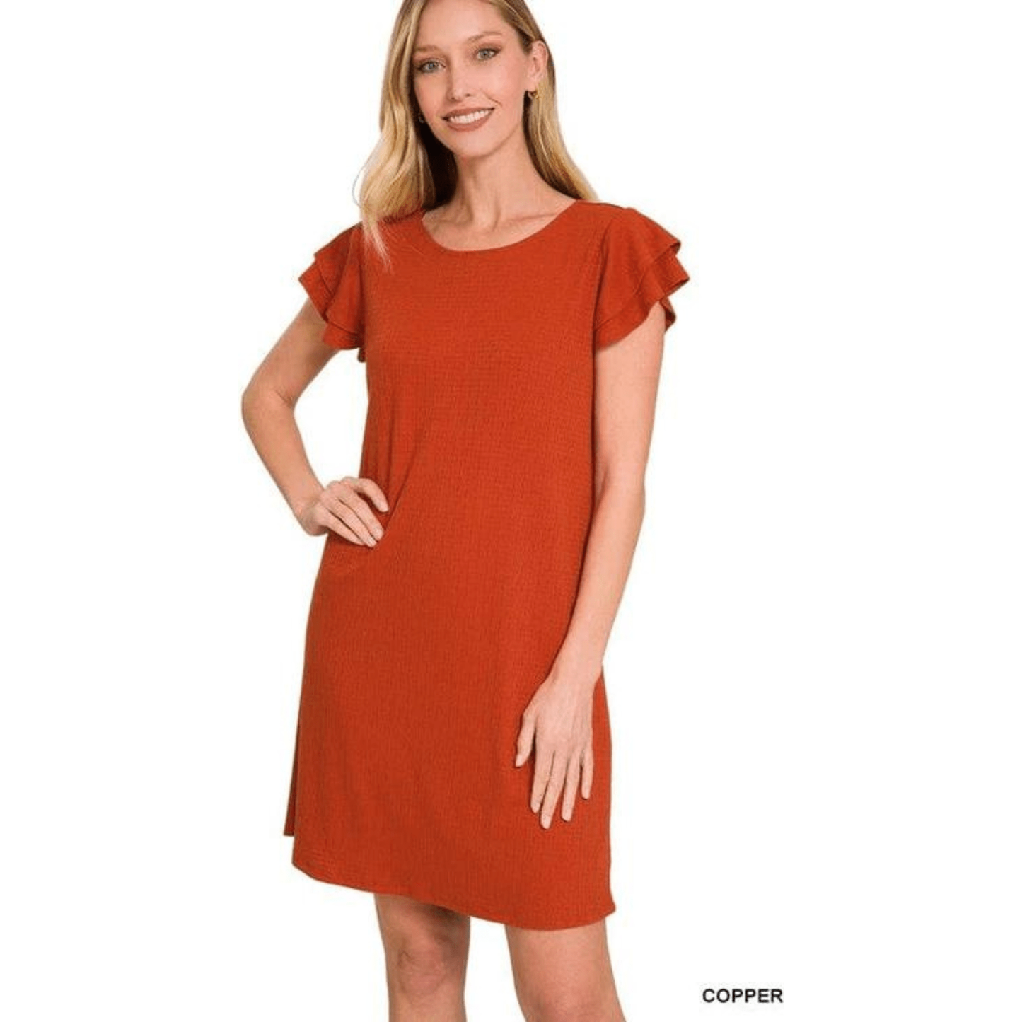 Layered Ruffle Cap Sleeve Round Neck Dress