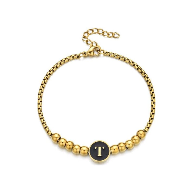 Black Enamel Initial Pisa Bracelet