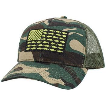 Usa fish flag mesh back ballcap
