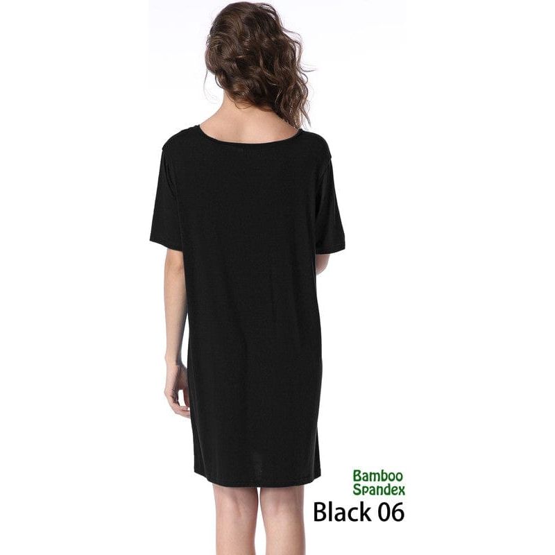 Bamboo spandex V neck short sleeves knitted dress.