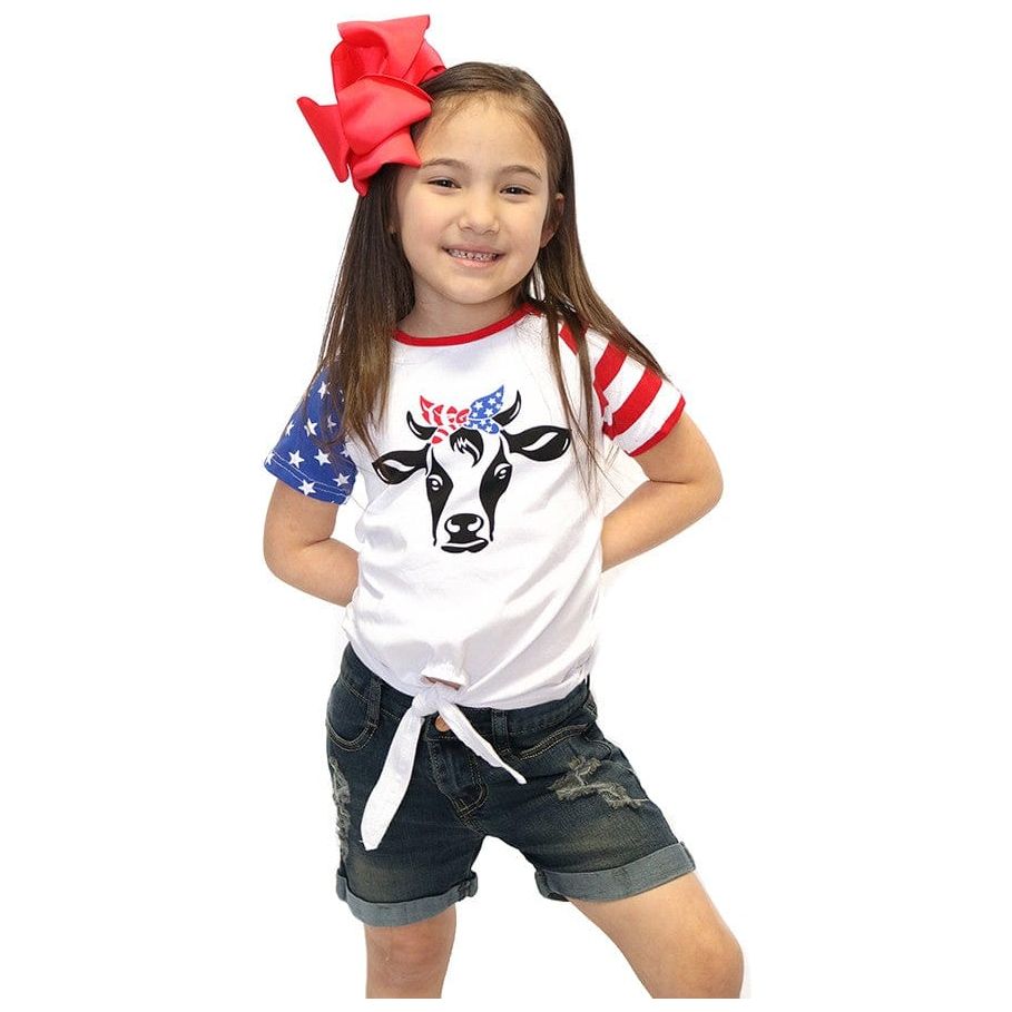 USA Flag Shoulder Print Top