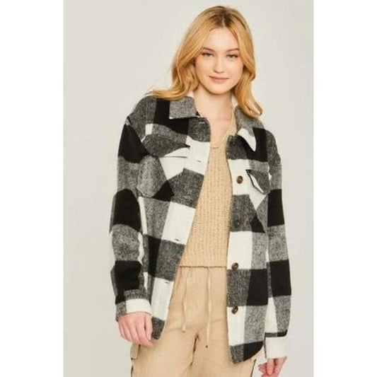 Woven yarn dye bust pocket jacket