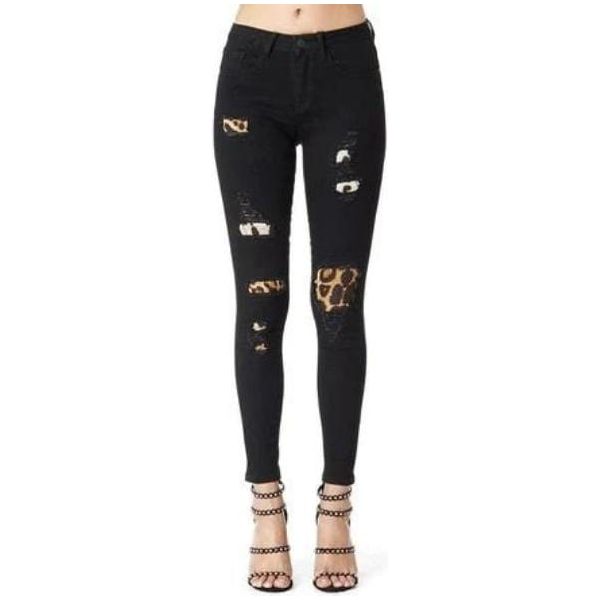 Black Leopard print Patch Skinny Regular