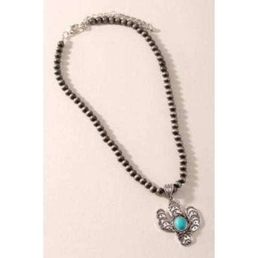 Turquoise Cactus Navajo Pearl Necklace