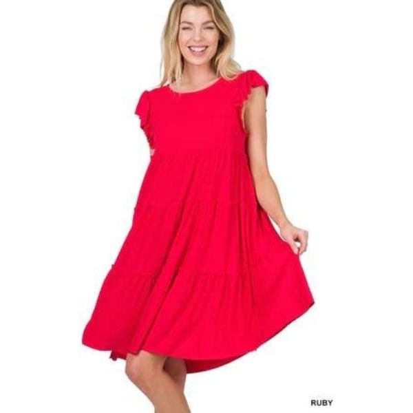 Ruffle sleeve tiered dress
