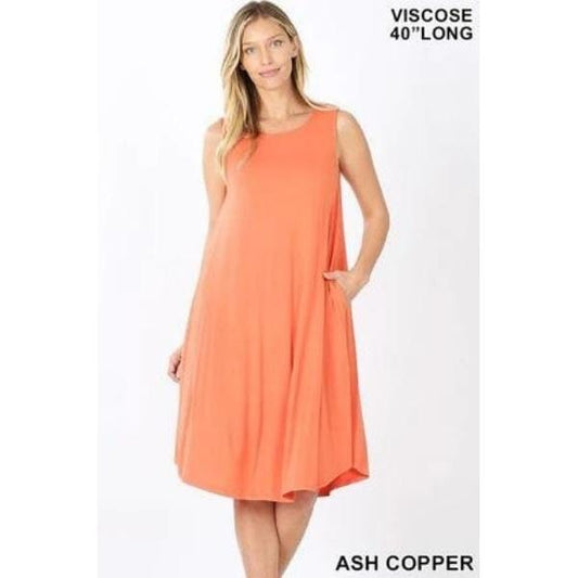 Viscose sleeveless knee length dress