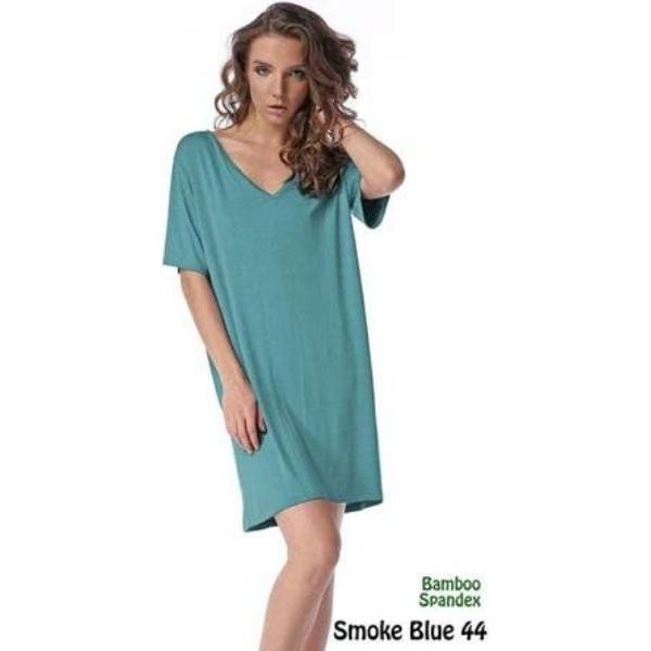 Bamboo spandex V neck short sleeves knitted dress.