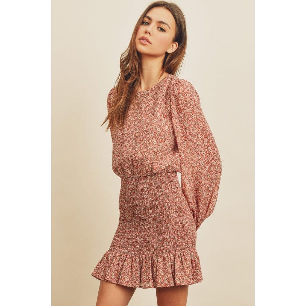 Ditsy Floral Smocked Mini Dress