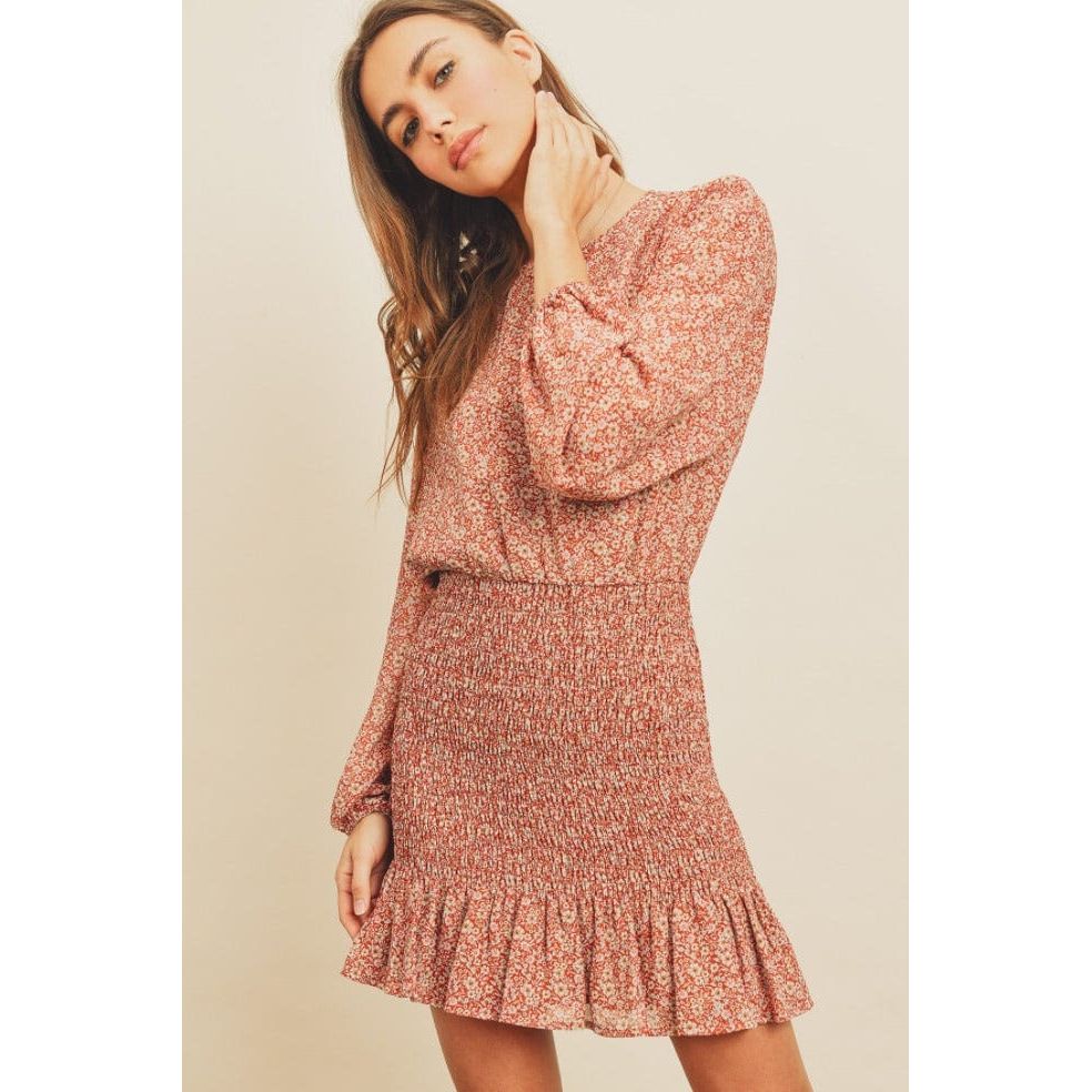 Ditsy Floral Smocked Mini Dress
