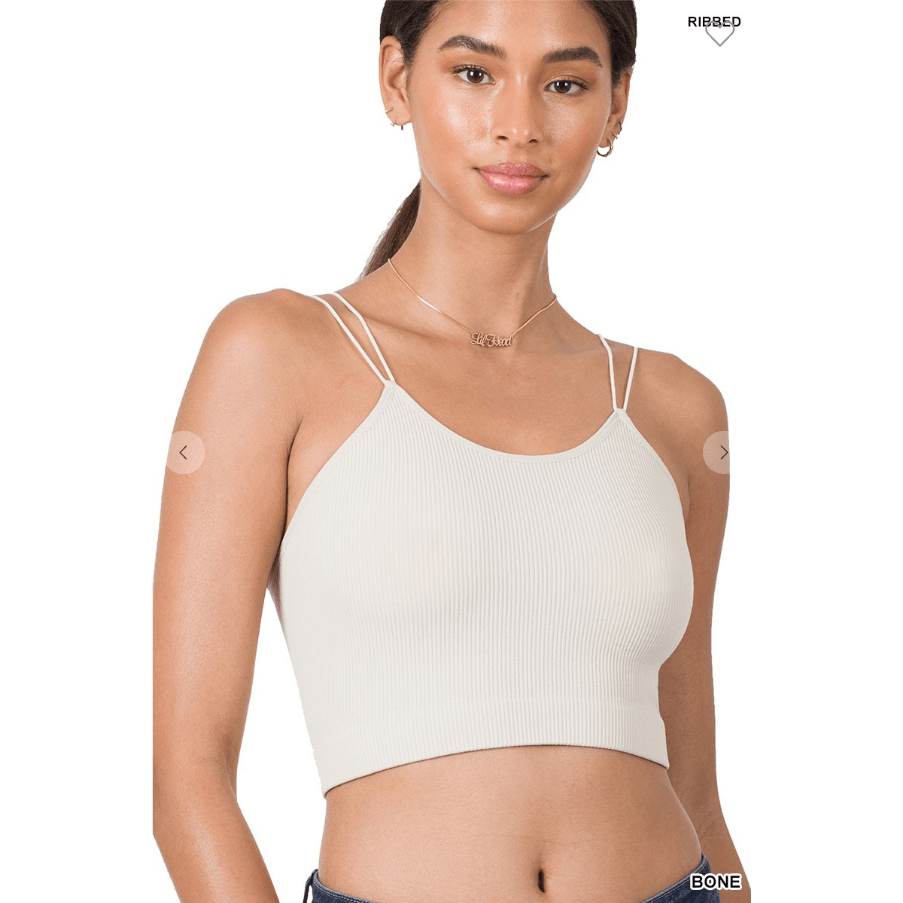 Ribbed seamless double strap brami