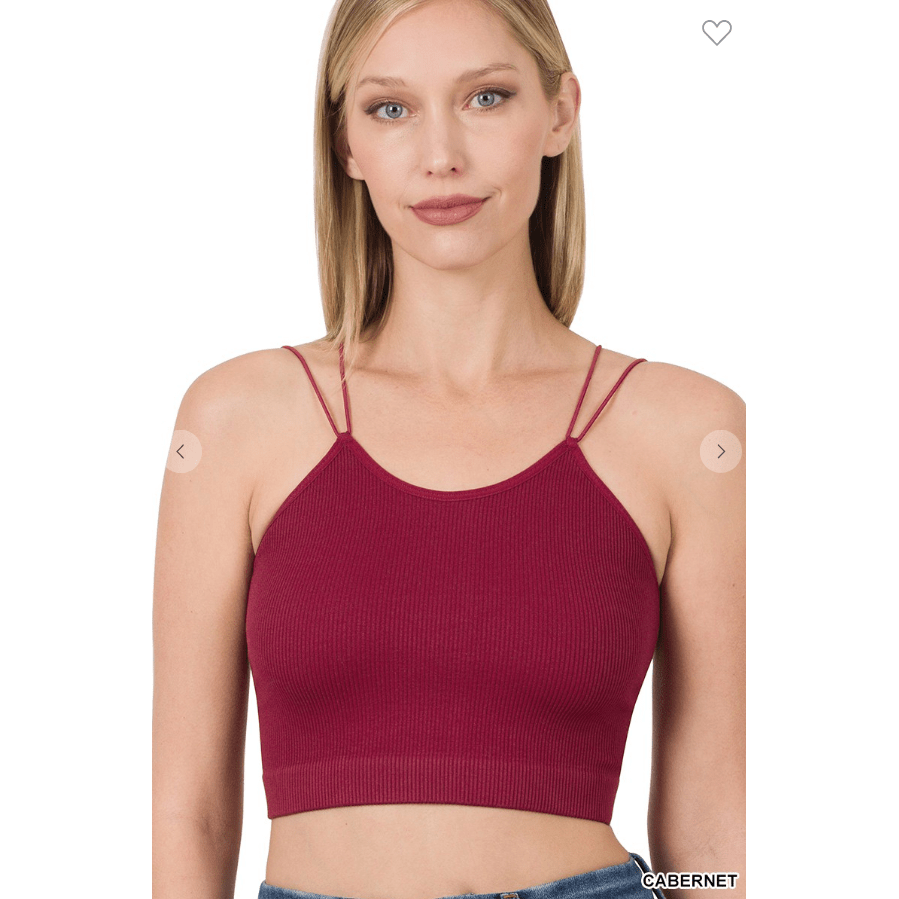 Ribbed seamless double strap brami