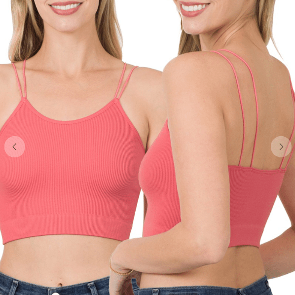 Ribbed seamless double strap brami