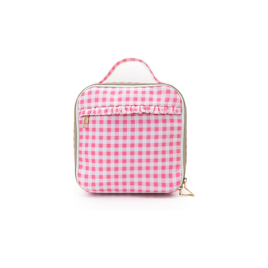 Pink Plaid Ruffle Baby Girls Lunch Boxes Bag
