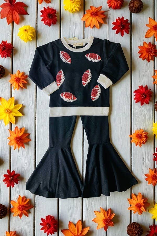 Brown sequin football top black girls sets