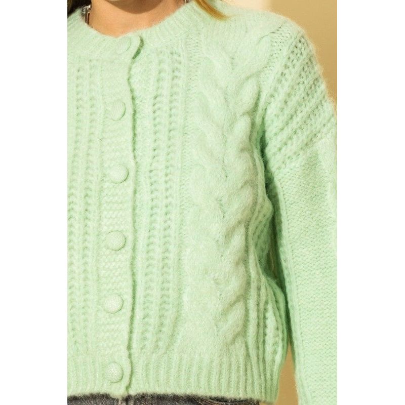 Cable Knit With Button Down Cardigan