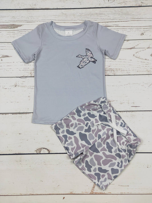 Boys Duck Camouflage Printed Shorts Set