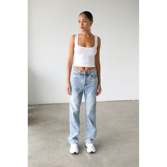 Classic High Rise Straight Leg Denim Jeans- 7180SL