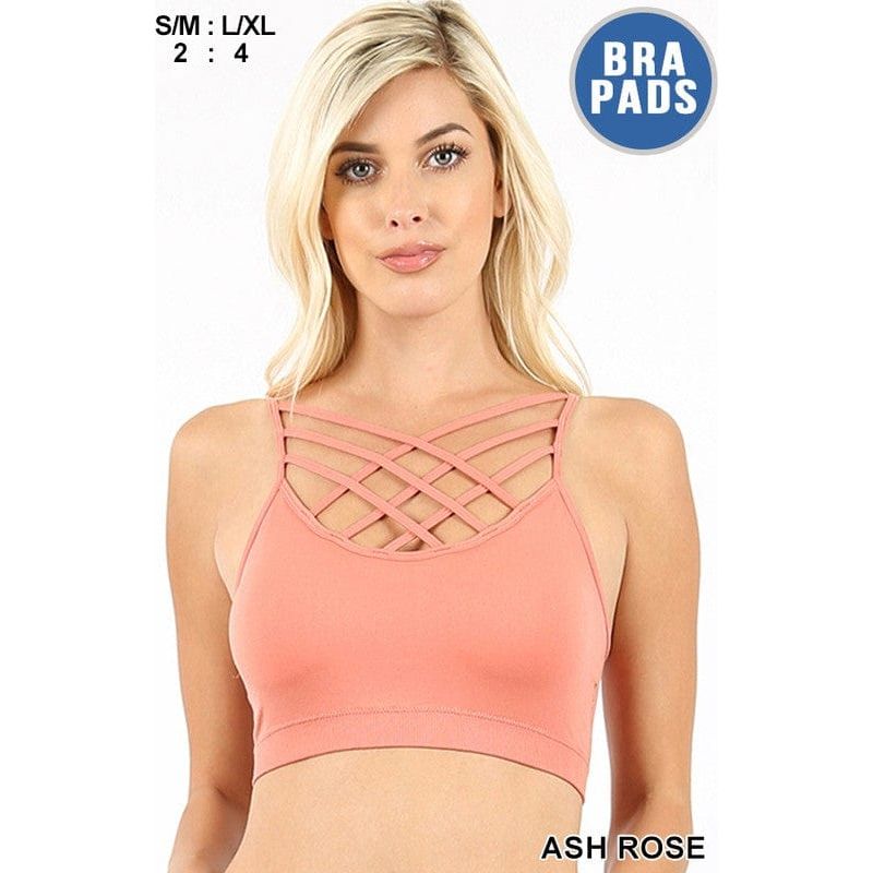 Seamless triple criss-cross padded bralette