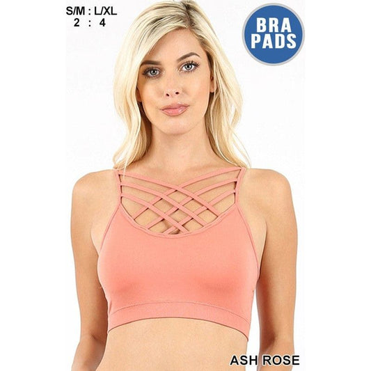 Seamless triple criss-cross padded bralette