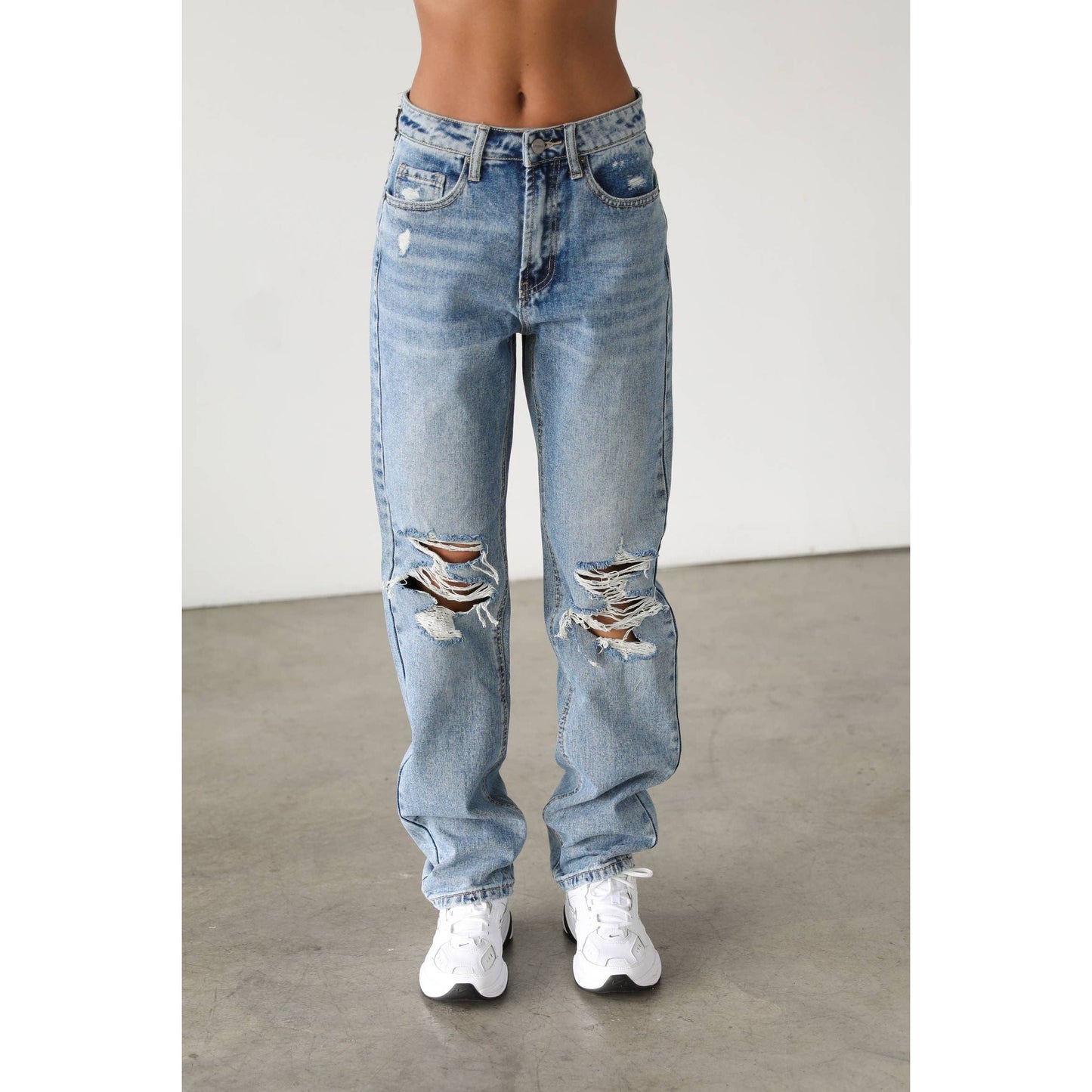High Rise Straight Leg Denim Jeans- 7138