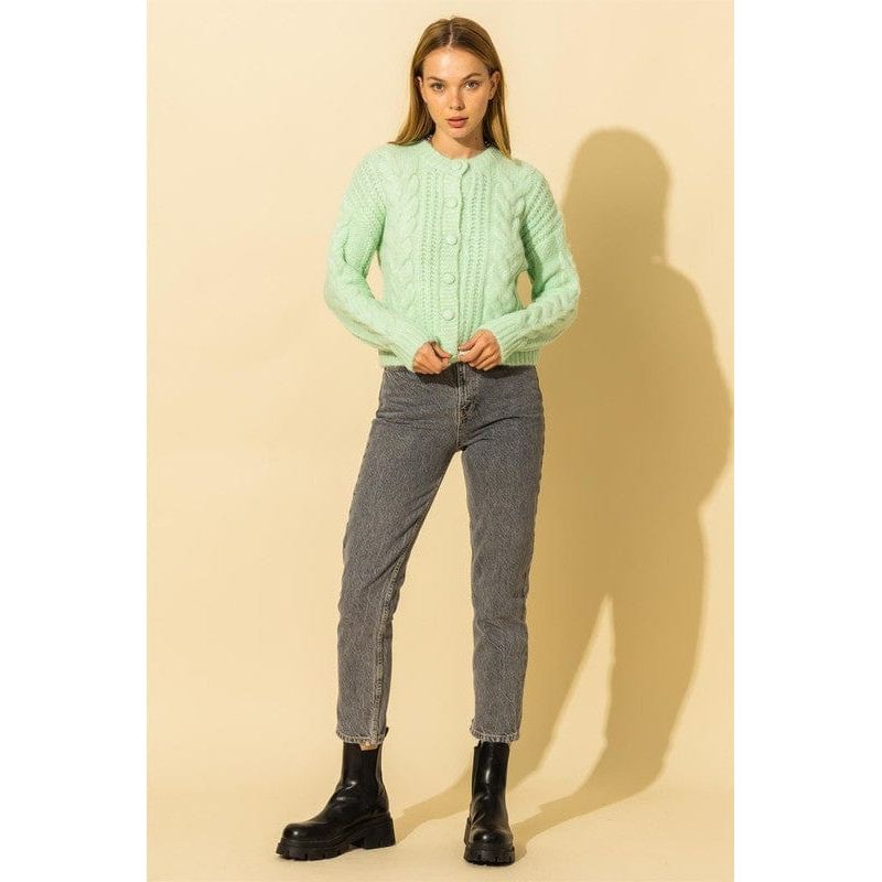 Cable Knit With Button Down Cardigan