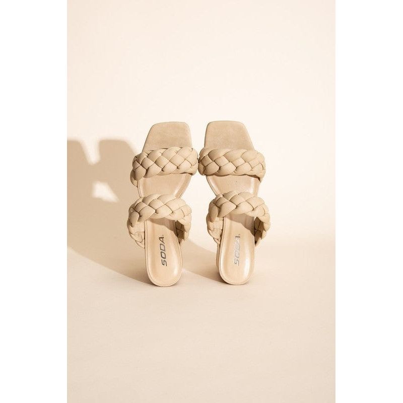 Buggy-s Braided Strap Mule Heels
