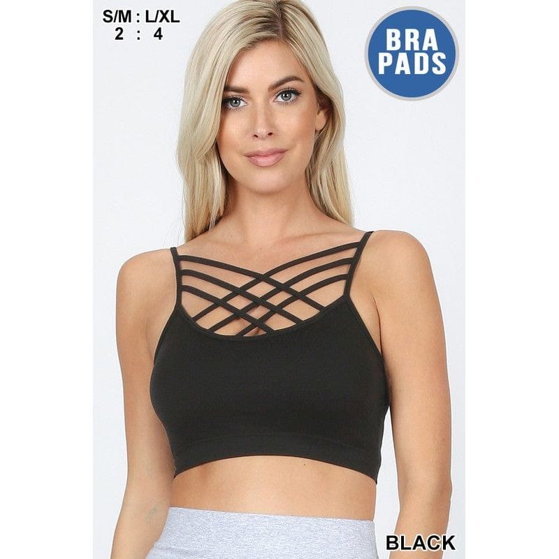 Seamless triple criss-cross padded bralette