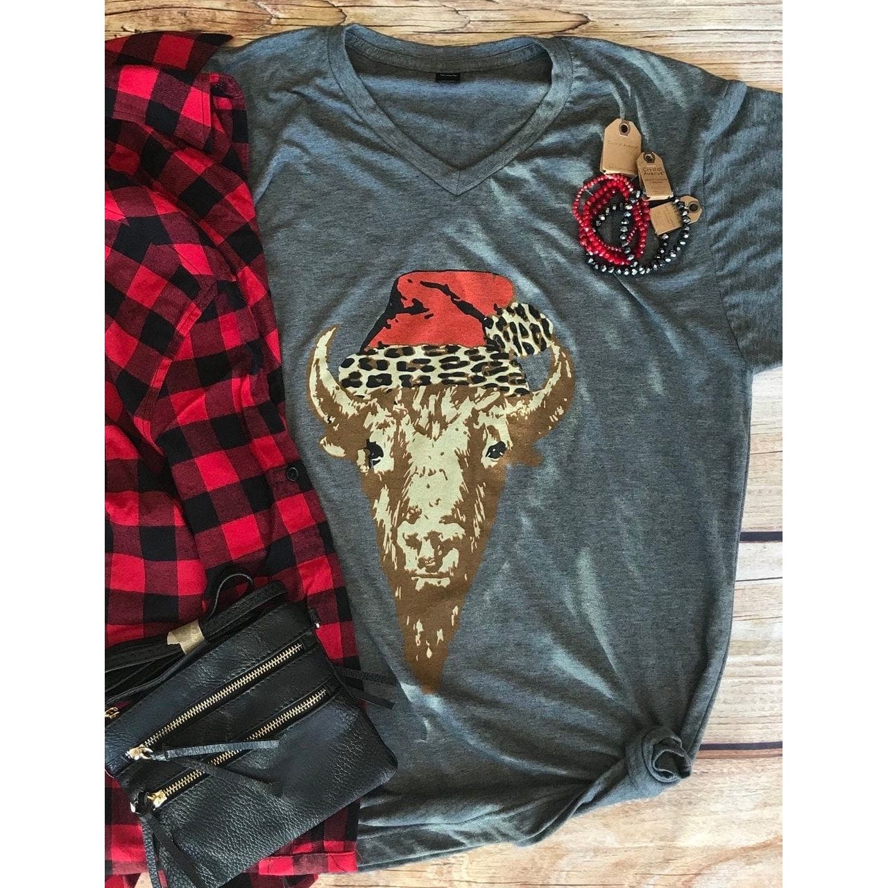 Buffalo santa v-neck t-shirt