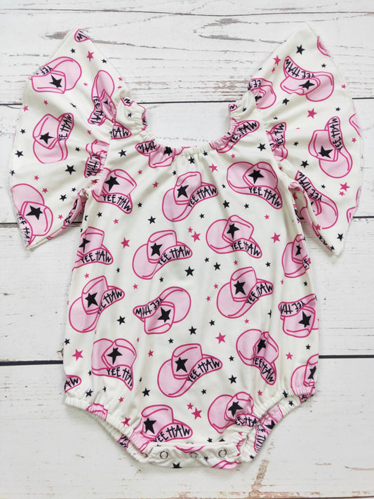 Yeehaw Hat Western Baby Girls Romper