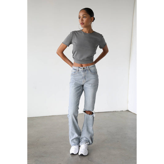 High Rise Flare Leg Denim Jeans-7101