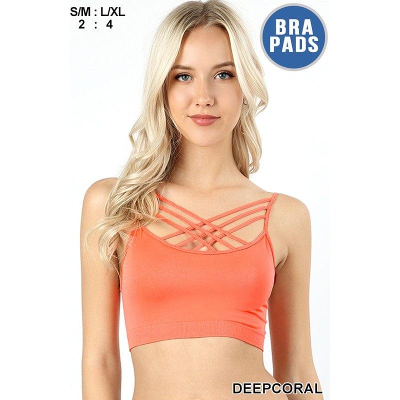 Seamless triple criss-cross padded bralette