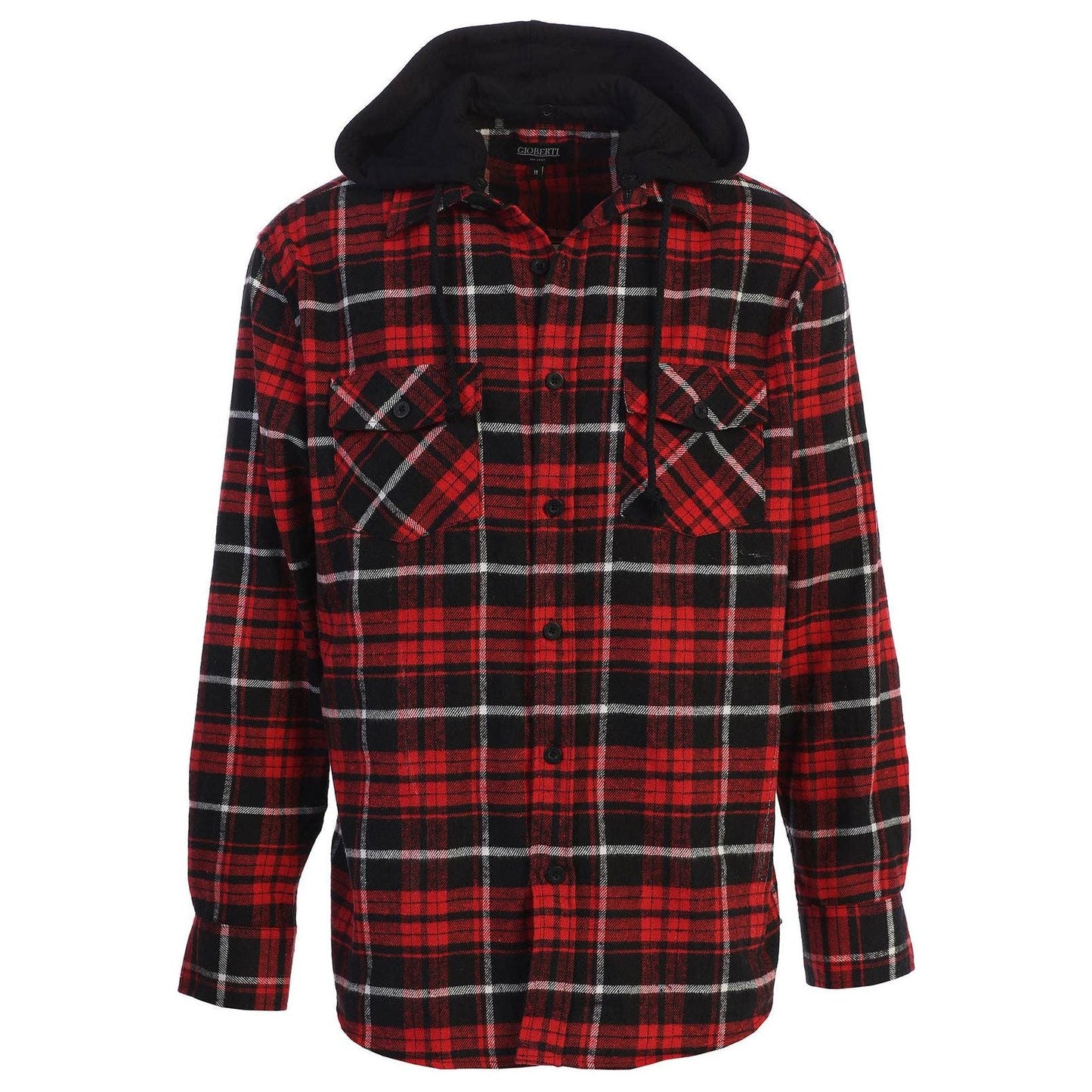 Men's Casual Button Up Flannel Shirt with Removable Hoodi